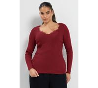Yours Women's Sweetheart Neck Lace Knitted Top in Burgundy | Size: 22/24