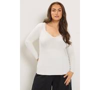 Yours Women's Sweetheart Neck Lace Knitted Top in Off White | Size: 30/32