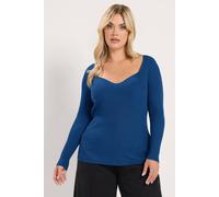 Yours Women's Sweetheart Neckline Knitted Top in Dark Blue | Size: 22-24 Yours Dark Blue 22-24