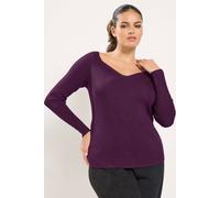 Yours Women's Sweetheart Neckline Knitted Top in Purple | Size: 10/12