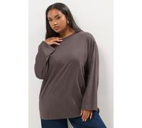 Yours Curve Mocha Seam Detail Oversized Top - Women's - Plus Size Curve Brown