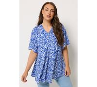 Yours Women's Swirl Pleat Front Swing Top in Cobalt | Size: 16 Yours Cobalt 16