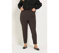 Yours Women's Tapered Leg Trousers in Chocolate | Size: 14S