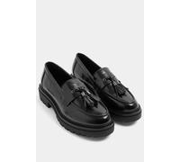 Yours Women's Tassel Faux Leather Loafers In Wide E Fit in Black | Size: 4E