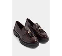 Yours Women's Tassel Faux Leather Loafers In Wide E Fit in Chocolate | Size: 5E