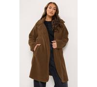 Yours Women's Teddy Borg Coat in Chocolate | Size: 16