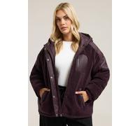 Yours Curve Dark Teddy Borg Jacket - Women's - Plus Size Curve