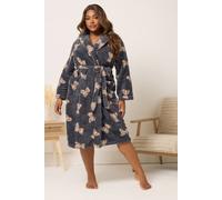 Yours Women's Teddy Shawl Collar Dressing Gown in Grey | Size: 30-32 Yours Grey 30-32