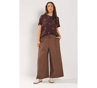Yours Women's Texture Wide Leg Trousers in Chocolate | Size: 18R