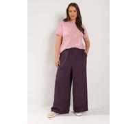 Yours Women's Texture Wide Leg Trousers in Purple | Size: 22/24R