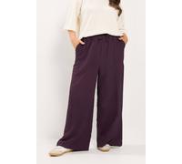 Yours Women's Texture Wide Leg Trousers in Purple | Size: 22/24S