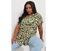 Yours Curve Textured Abstract Print Shirt - Women's - Plus Size Curve Green