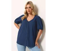 Yours Women's Textured Blouse in Mid Navy | Size: 18 Yours Mid Navy 18
