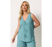 Yours Women's Textured Bow Waistcoat in Teal | Size: 18