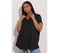 Yours Women's Textured Boxy Shirt in Black | Size: 16 Yours Black 16