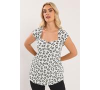 Yours Women's Textured Cherry Print Top in White | Size: 18 Yours White 18