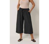 Yours Women's Textured Crop Trousers in Black | Size: 18