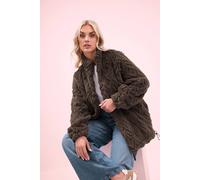 Yours Curve Brown Textured Fleece - Women's - Plus Size Curve