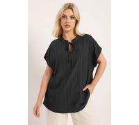 Yours Curve Textured Frill Neck Top - Women's - Plus Size Curve Black