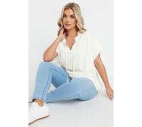Textured Frill Neck Top Yours Cream 20