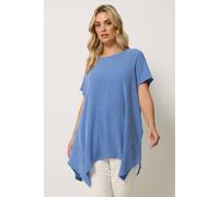 Yours Women's Textured Hanky Hem Top in Blue | Size: 18 Yours Blue 18