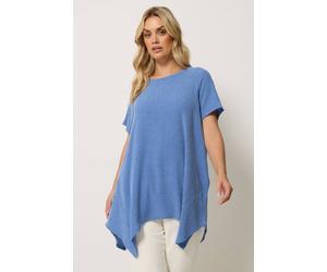 Yours Women's Textured Hanky Hem Top in Blue | Size: 26-28 Yours Blue 26-28