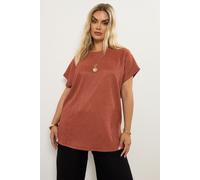 Yours Women's Textured Metallic Top in Red | Size: 22-24 Yours Red 22-24