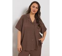 Yours Women's Textured Shirt in Brown | Size: 20