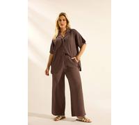Yours Women's Textured Shirt in Brown | Size: 30/32