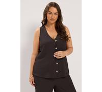 Yours Women's Textured Waistcoat in Brown | Size: 26/28