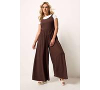 Yours Curve Brown Textured Jumpsuit - Women's - Plus Size Curve