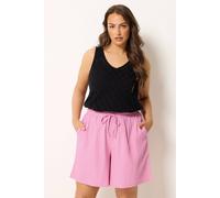 Yours Women's Textured Woven Shorts in Baby Pink | Size: 22-24 Yours Baby Pink 22-24