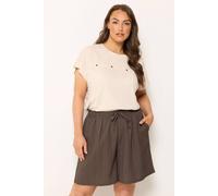 Yours Women's Textured Woven Shorts in Chocolate | Size: 26-28 Yours Chocolate 26-28