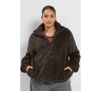 Yours Women's Textured Zip Through Fleece in Chocolate | Size: 16