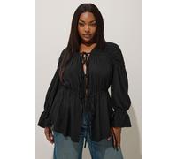 Yours Limited Collection Curve Tie Bow Front Top - Women's - Plus Size Curve Black