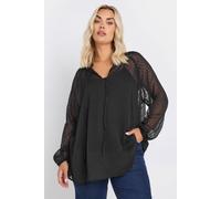 Yours Curve Tie Neck Dobby Blouse - Women's - Plus Size Curve Black