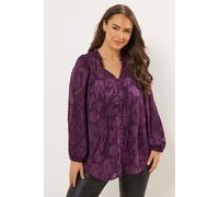 Yours Curve Tie Neck Blouse - Women's - Plus Size Curve Purple
