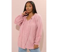Yours Women's Tie Neck Pintuck Top in Pink | Size: 18 Yours Pink 18