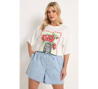 Yours Curve Blue Tie Waist Denim Shorts - Women's - Plus Size Curve