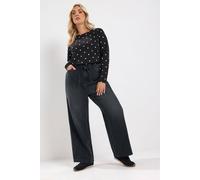 Yours Women's Tie Waist Jeans in Black | Size: 26S