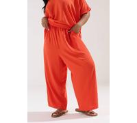 Yours Women's Tie Waist Wide Leg Trousers in Orange | Size: 22/24