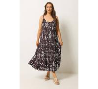 Yours Women's Tiered Maxi Dress in Chocolate | Size: 16