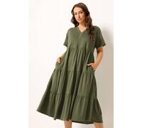 Yours Women's Tiered Maxi Dress in Olive | Size: 26-28 Yours Olive 26-28