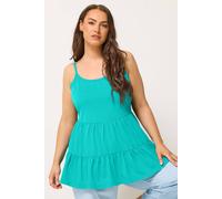 Yours Curve Blue Tiered Strappy Vest Top - Women's - Plus Size Curve