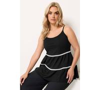 Yours Women's Tiered Swing Vest Top in Black | Size: 20