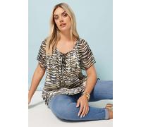 Tiger Print Pintuck Blouse Yours Black 14