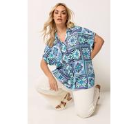 Yours Women's Tile Print Boxy Textured Shirt | Size: 14