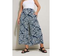 Yours Curve Blue Tile Print Midaxi Culottes - Women's - Plus Size Curve