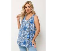 Yours Women's Tile Print Vest Top in Light Blue | Size: 26/28