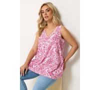 Yours Women's Tile Print Vest Top in Pink | Size: 20